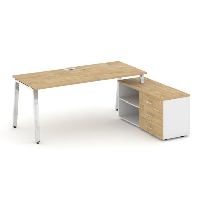 Style Project Direct Lux Стол письменный с греденцией правой M-SN-6A.SRG-026.M(R) Тиквуд Светлый/Бел