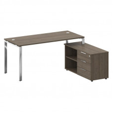 Metal System Direct Стол руковод. с тумбой БГ.СРТ-4.7 (R) Вяз Благородный/Нержавеющая Сталь 1700*152