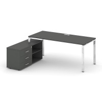 Стайл Проджект Директ Люкс Стол письменный с греденцией левой M-SN-6P.SRG-026.M(L) Антрацит NEW/Нерж