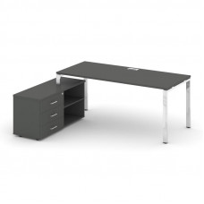 Стол письменный с греденцией левой Стайл Проджект Директ Люкс 2180*1580*750 M-SN-6P.SRG-026.M(L) Антрацит NEW/Нержавеющая Сталь/Хром