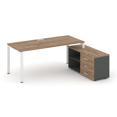 Style Project Direct Стол письменный с греденцией правой SN-6P.SRG-023.M(R) Дуб Табак/Антрацит/Дуб Т