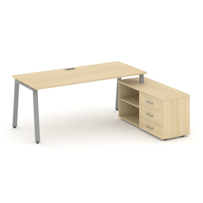 Style Project Direct Стол письменный с греденцией правой SN-6A.SRG-024.M(R) Акация Лорка/Металл Серы