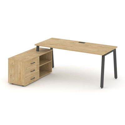 Style Project Direct Стол письменный с греденцией левой SN-6A.SRG-015.M(L) Тиквуд Светлый/Металл Ант