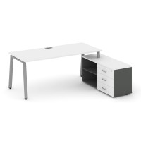 Style Project Direct Стол письменный с греденцией правой SN-6A.SRG-015.M(R) Белый/Антрацит/Белый/Мет