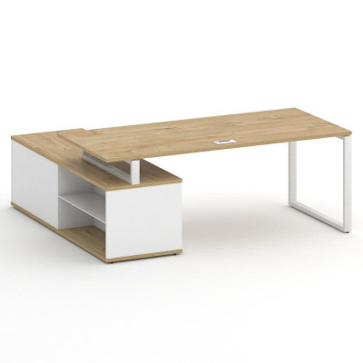 Шифт Стол руководителя с опорной греденцией, правый SK.SRG-200.P (R) Тиквуд Светлый/Белый Бриллиант/