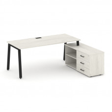 Style Project Direct Стол письменный с греденцией правой SN-6A.SRG-024.M(R) Дуб Наварра/Металл Черны