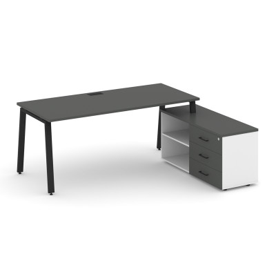 Style Project Direct Стол письменный с греденцией правой SN-6A.SRG-016.M(R) Антрацит/Белый/Антрацит/