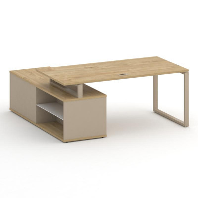 Шифт Стол руководителя с опорной греденцией, правый SK.SRG-180.P (R) Тиквуд Светлый/Капучино/Металл