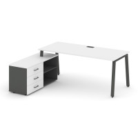 Style Project Direct Стол письменный с греденцией левой SN-6A.SRG-013.M(L) Белый/Антрацит/Белый/Мета