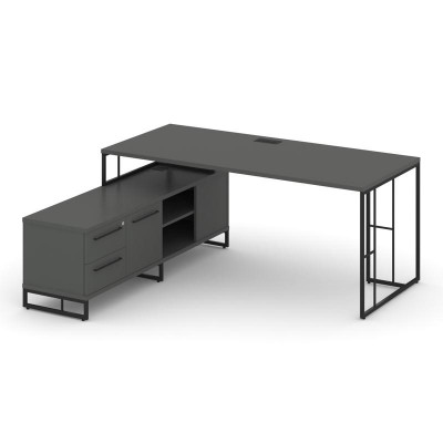 Rift Direct Стол руководителя на опорной тумбой RF.SRT-24 (L) Антрацит NEW/Металл Черный/Черный Ручк