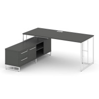 Rift Direct Стол руководителя на опорной тумбой RF.SRT-25 (L) Антрацит NEW/Металл Белый/Белый Ручки