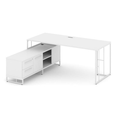 Rift Direct Стол руководителя на опорной тумбой RF.SRT-24 (L) Белый Бриллиант/Металл Белый/Белый Руч