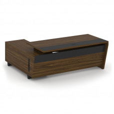 Corner Стол руководителя с тумбой COR.SRT-20 (R) Орех Лоренцо/Графит/Металл Графит 2000*1800*750