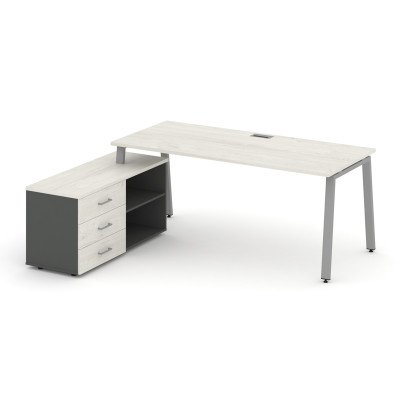 Style Project Direct Стол письменный с греденцией левой SN-6A.SRG-025.M(L) Дуб Наварра/Антрацит/Дуб