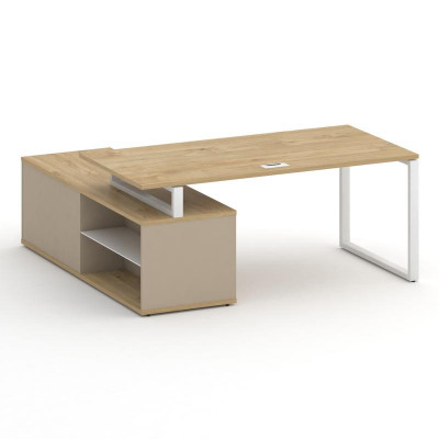 Шифт Стол руководителя с опорной греденцией, правый SK.SRG-180.P (R) Тиквуд Светлый/Капучино/Металл