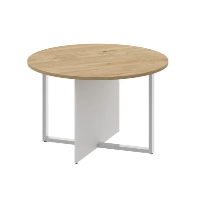 Shift Стол переговорный, круглый SK.SP-KR-120 Тиквуд Светлый/Белый Бриллиант 1200*1200*753