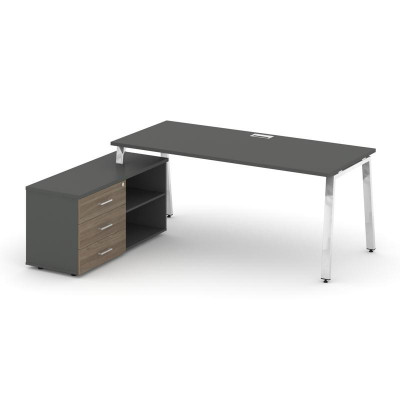 Style Project Direct Lux Стол письменный с греденцией левой M-SN-6A.SRG-015.M(L) Антрацит/Антрацит/В