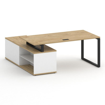 Шифт Стол руководителя с опорной греденцией, правый SK.SRG-180.P (R) Тиквуд Светлый/Белый Бриллиант/