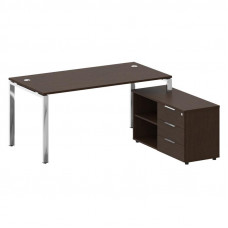 Metal System Direct Стол руковод. с тумбой БГ.СРТ-4.8 (R) Венге Цаво/Нержавеющая Сталь 1700*1620*750