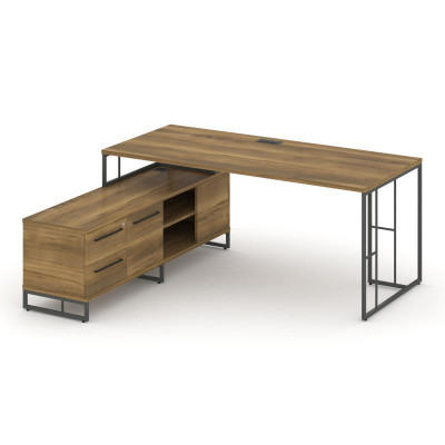 Rift Direct Стол руководителя на опорной тумбой RF.SRT-25 (L) Сандал Янтарный/Металл Антрацит/Черный