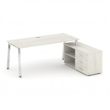 Style Project Direct Lux Стол письменный с греденцией правой M-SN-6A.SRG-015.M(R) Дуб Наварра/Нержав