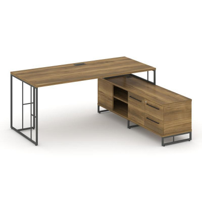 Rift Direct Стол руководителя на опорной тумбой RF.SRT-24 (R) Сандал Янтарный/Металл Антрацит/Черный