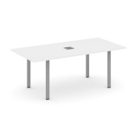 Стол переговорный Стайл Проджект Директ 1980*980*750 SN-6P.SPRG-198 Белый/Металл Серый/Заглушка Металл Серый