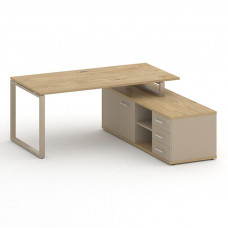 Стол руководителя с опорной греденцией, правый Шифт 1800*1800*753 SK.SRG-180.P (R) Тиквуд Светлый/Капучино/Металл Капучино