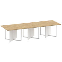 Шифт Стол переговорный, тройной, прямоугольный SK.SP-KV-110-3 Тиквуд Светлый/Белый Бриллиант 3300*11