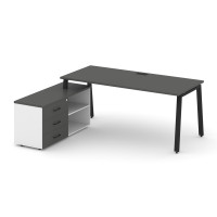 Style Project Direct Стол письменный с греденцией левой SN-6A.SRG-024.M(L) Антрацит/Белый/Антрацит/М
