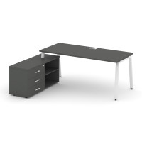 Style Project Direct Стол письменный с греденцией левой SN-6A.SRG-025.M(L) Антрацит/Металл Белый/Заг