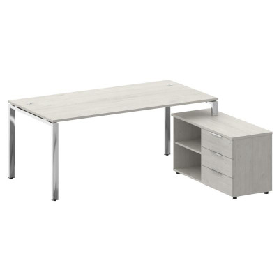 Metal System Direct Стол руковод. с тумбой БГ.СРТ-5.9 (R) Дуб Наварра/Нержавеющая Сталь 1900*1720*75