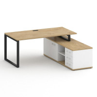 Шифт Стол руководителя с опорной греденцией, правый SK.SRG-180.P (R) Тиквуд Светлый/Белый Бриллиант/