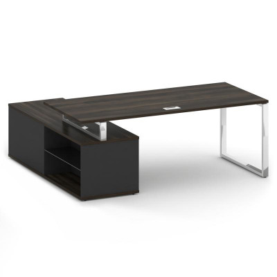 Шифт Стол руководителя с опорной греденцией, правый SK.SRG-200 (R) Дуб Мали/Антрацит NEW 2000*1800*7