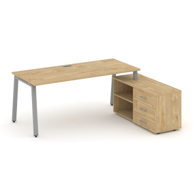 Style Project Direct Стол письменный с греденцией правой SN-6A.SRG-014.M(R) Тиквуд Светлый/Металл Се