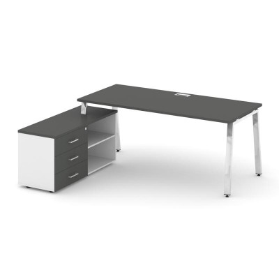 Style Project Direct Lux Стол письменный с греденцией левой M-SN-6A.SRG-026.M(L) Антрацит/Белый/Антр