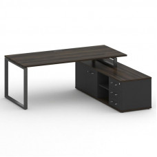 Стол руководителя с опорной греденцией, правый Шифт 2000*1800*753 SK.SRG-200.P (R) Дуб Мали/Антрацит NEW/Металл Антрацит