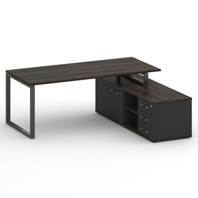 Шифт Стол руководителя с опорной греденцией, правый SK.SRG-200.P (R) Дуб Мали/Антрацит NEW/Металл Ан