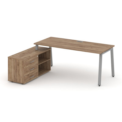 Style Project Direct Стол письменный с греденцией левой SN-6A.SRG-013.M(L) Дуб Табак/Металл Серый/За