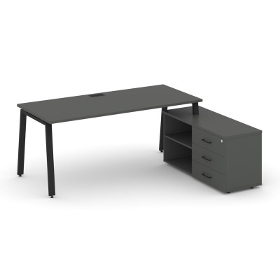 Style Project Direct Стол письменный с греденцией правой SN-6A.SRG-016.M(R) Антрацит/Металл Черный/З