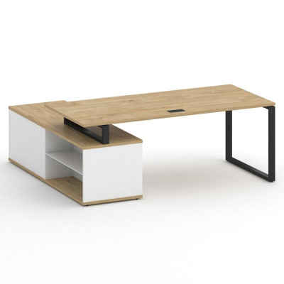 Шифт Стол руководителя с опорной греденцией, правый SK.SRG-200.P (R) Тиквуд Светлый/Белый Бриллиант/