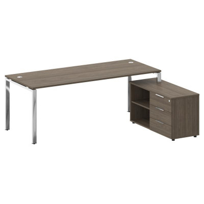 Metal System Direct Стол руковод. с тумбой БГ.СРТ-6.8 (R) Вяз Благородный/Нержавеющая Сталь 2100*162
