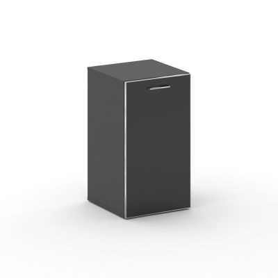 Fresco Шкаф узкий низкий левый FR.SU-302 (L) black Базальт UM/Лакобель Черный/Хром 450*460*807