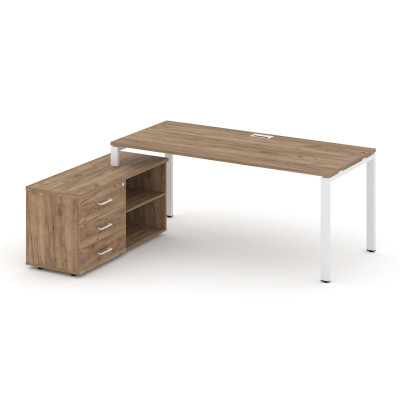 Style Project Direct Стол письменный с греденцией левой SN-6P.SRG-013.M(L) Дуб Табак/Металл Белый/За