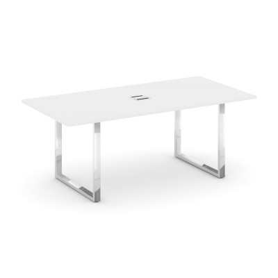Style Project Direct Lux Стол переговорный M-SN-6O.SPRG-198 Белый/Нержавеющая Сталь/Хром 1980*980*25