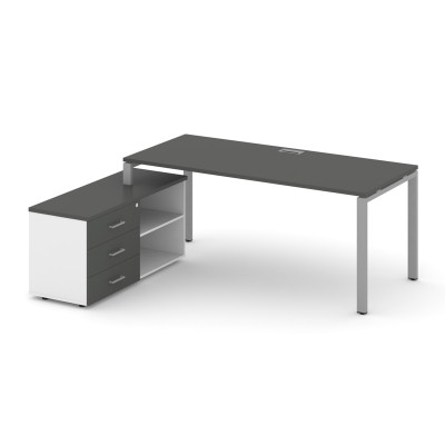 Style Project Direct Стол письменный с греденцией левой SN-6P.SRG-014.M(L) Антрацит/Белый/Антрацит/М
