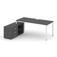 Стол письменный с греденцией левой Стайл Проджект Директ 1980*1480*750 SN-6P.SRG-015.M(L) Антрацит/Металл Белый/Заглушка Металл Белый