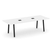 Стол переговорный Стайл Проджект Директ 2580*980*750 SN-6A.SPRG-258 Белый/Металл Черный/Заглушка Металл Черный