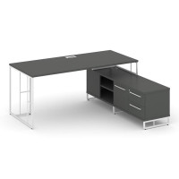 Rift Direct Стол руководителя на опорной тумбой RF.SRT-25 (R) Антрацит NEW/Металл Белый/Белый Ручки