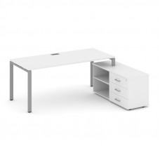 Style Project Direct Стол письменный с греденцией правой SN-6P.SRG-024.M(R) Белый/Металл Серый/Заглу